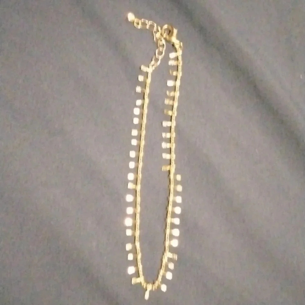 14K plated textured dangle Anklet 😍 - Picture 5 of 9